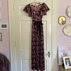 Unique Vintage Metallic Stretch Velvet Mauve Jumpsuit